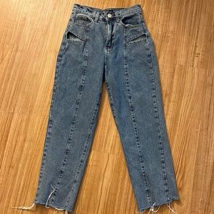 Lightly worn NASTY GAL straight waist cut jean